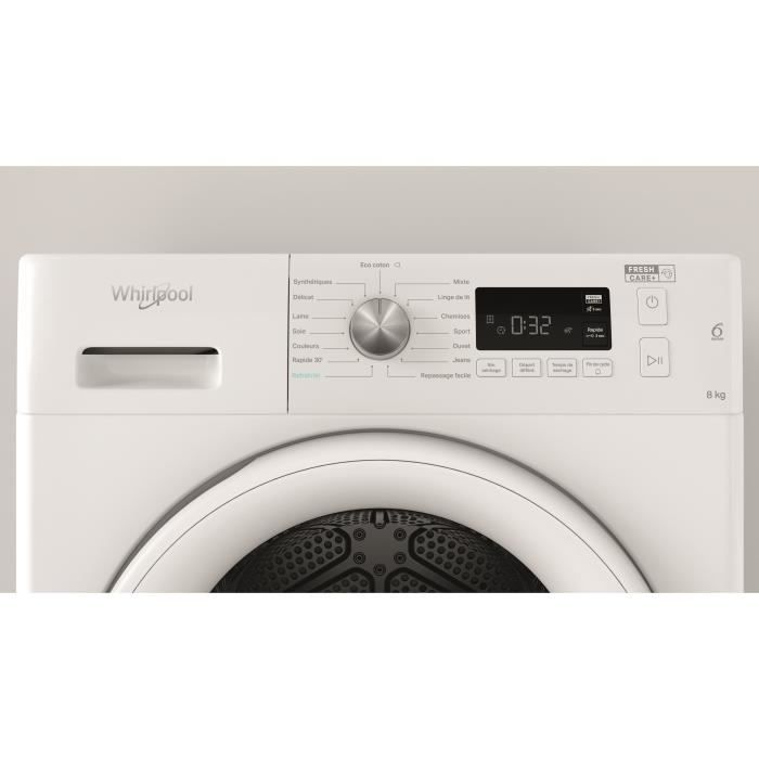 Seche-linge a condensation WHIRLPOOL FFTCM118XBFR - 8kg - L60cm - Classe B - Blanc