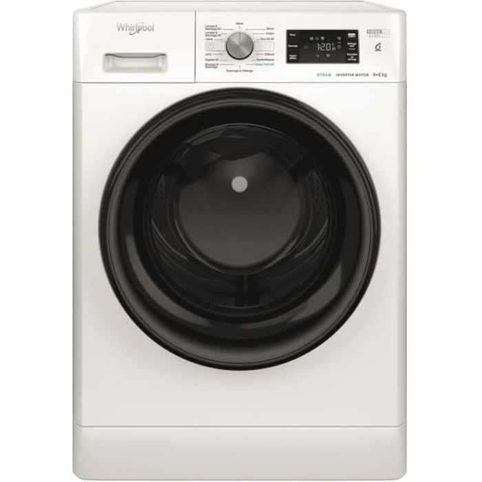 Lave-linge séchant WHIRLPOOL PFFWDB864349BVFR Freshcare - 8 / 6 kg - Induction - 1400 trs/min - Blanc