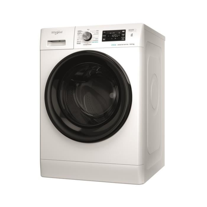 Lave-linge séchant WHIRLPOOL PFFWDB864349BVFR Freshcare - 8 / 6 kg - Induction - 1400 trs/min - Blanc