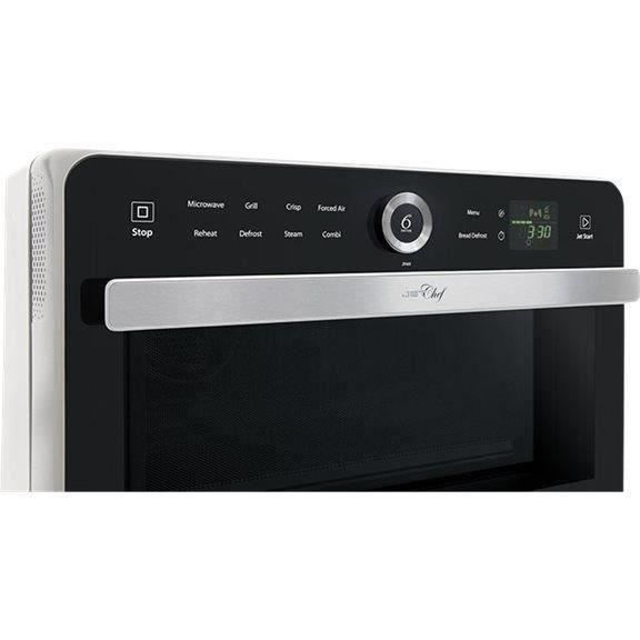 WHIRLPOOL JT469WH - Micro-ondes Jet Chef - 33 L - 6eme SENS Combi Crisp Vapeur - Cavité Inox - Plateau tournant 36 cm - Blanc