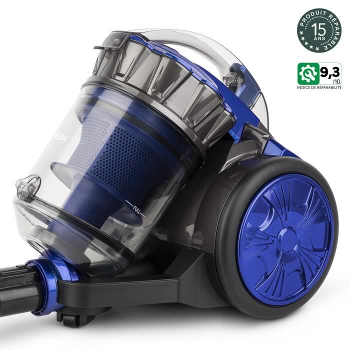 Aspirateur Multicyclonique sans sac WEASY - 2L - Tube télescopique en aluminium - Triple A - Cable 5m - Classe A