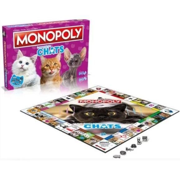 Monopoly Chats - Jeu de société - WINNING MOVES - Monopoly mettant en vedette les chats dans différents lieux.