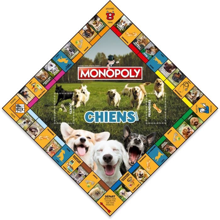 Monopoly Chiens - Jeu de société - WINNING MOVES - Monopoly mettant en vedette les chiens de différentes races.