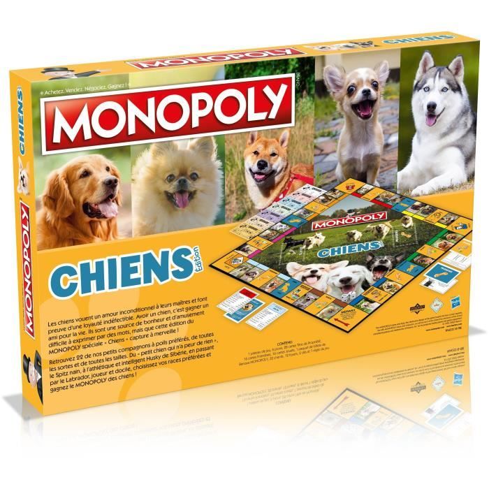 Monopoly Chiens - Jeu de société - WINNING MOVES - Monopoly mettant en vedette les chiens de différentes races.