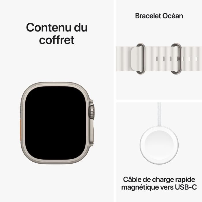 Apple Watch Ultra 2 GPS + Cellular- 49mm - Boîtier Titanium - Bracelet White Ocean Band