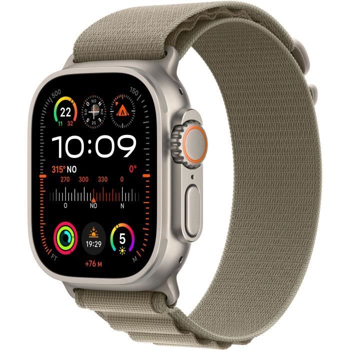 Apple Watch Ultra 2 GPS + Cellular- 49mm - Boîtier Titanium - Bracelet Olive Alpine Loop - Small