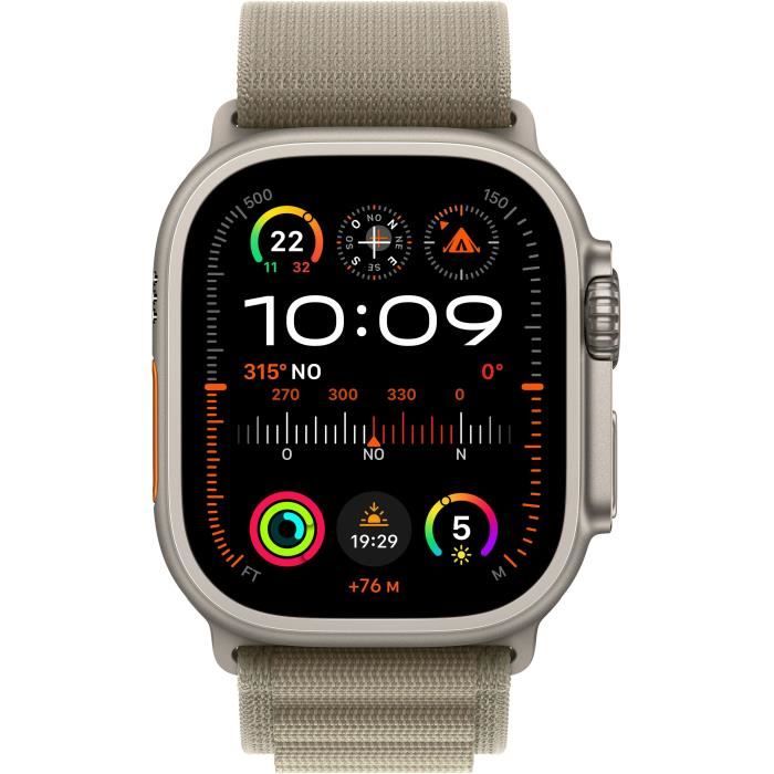 Apple Watch Ultra 2 GPS + Cellular- 49mm - Boîtier Titanium - Bracelet Olive Alpine Loop - Small