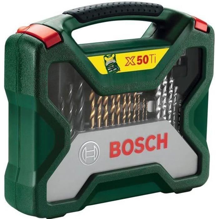 Set mixte vissage-perçage Bosch - Coffret X-Line Titane de forets et d'embouts de vissage, 50 pieces