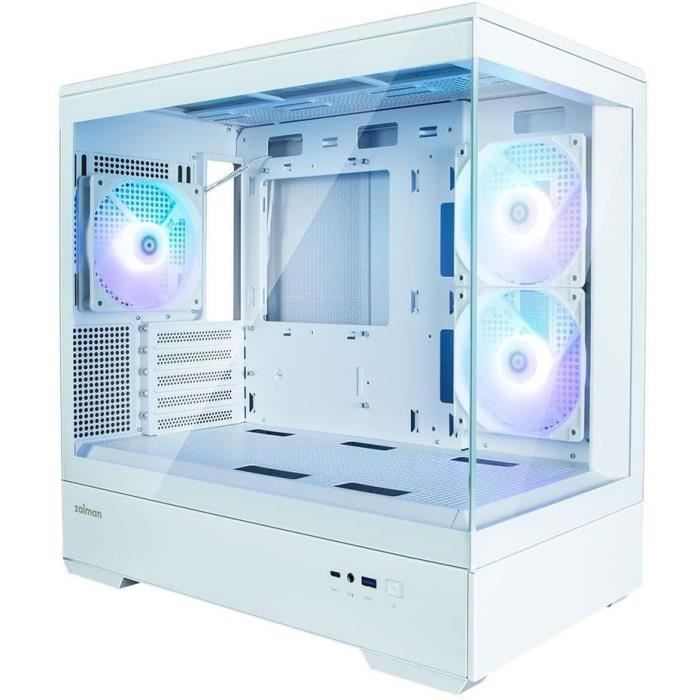 Boitier PC sans alimentation - ZALMAN P30 (Blanc) - Mini tour - Micro-ATX - 3x120mm LED A-RGB