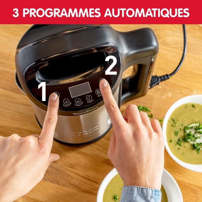 MOULINEX Blender chauffant  MY DAILY SOUP, Robot cuiseur 3 programmes velouté, milkshake, 1,2 L, YY4301FG