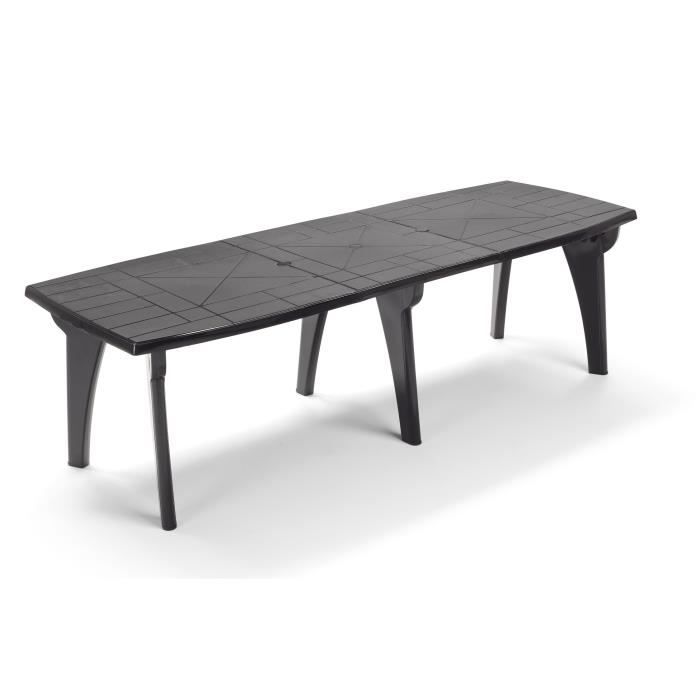 Table de jardin pliante Lipari 2 - 8 a 10 places - Gris anthracite - Polypropylene