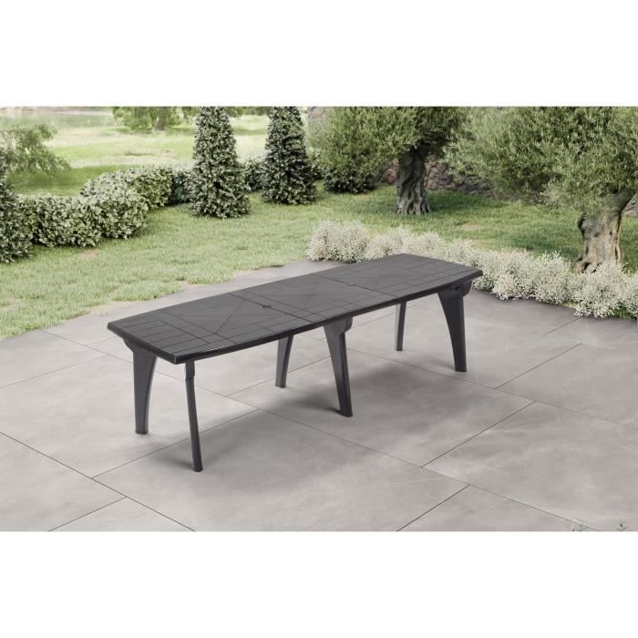 Table de jardin pliante Lipari 2 - 8 a 10 places - Gris anthracite - Polypropylene