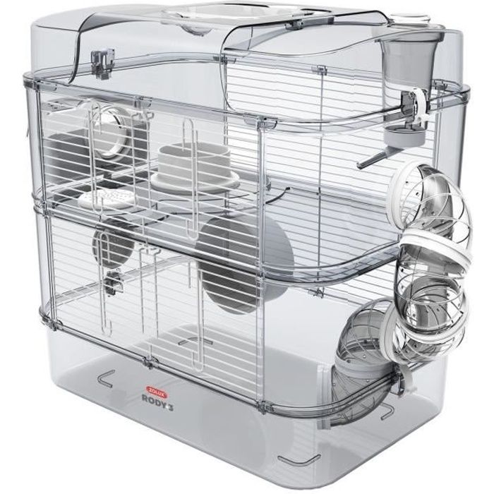 ZOLUX Cage sur 2 étages pour hamsters, souris et gerbilles - Rody3 duo - L 41 x p 27 x h 40,5 cm - Blanc