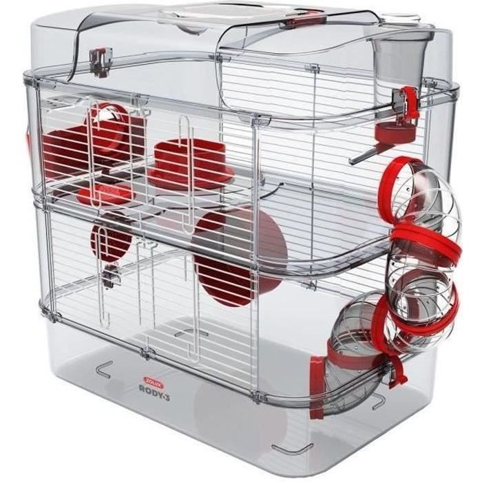 ZOLUX Cage sur 2 étages pour hamsters, souris et gerbilles - Rody3 duo - L 41 x p 27 x h 40,5 cm - Grenadine