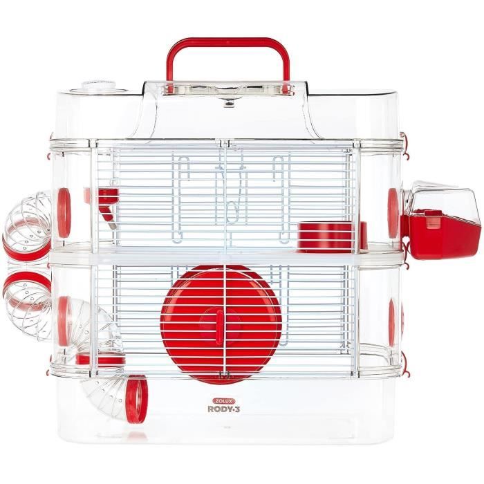 ZOLUX Cage sur 2 étages pour hamsters, souris et gerbilles - Rody3 duo - L 41 x p 27 x h 40,5 cm - Grenadine