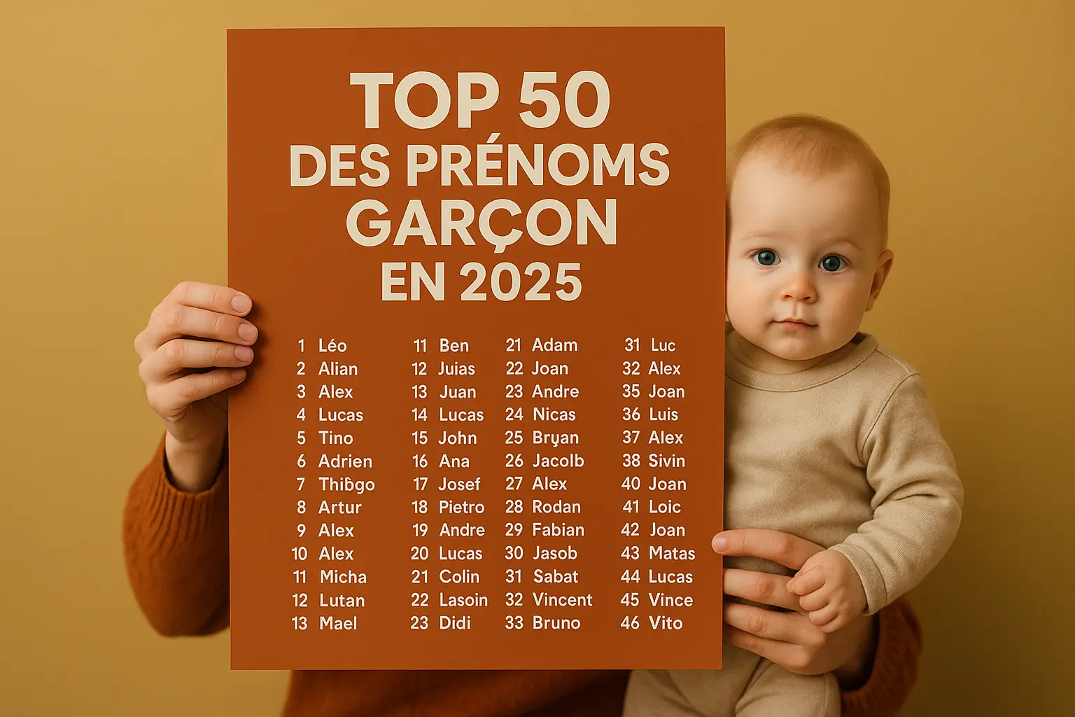 Découvrez les prénoms garçon tendance pour 2025